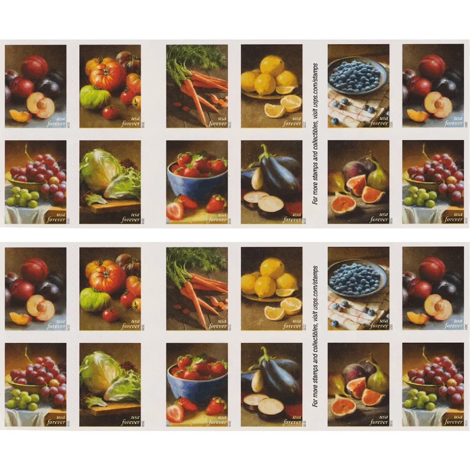 2020 Fruits and Vegetables Stamps - Forever Stamps